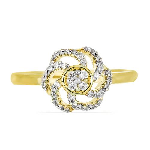 BUY NATURAL WHITE DIAMOND GEMSTONE 14K GOLD CLASSIC RING